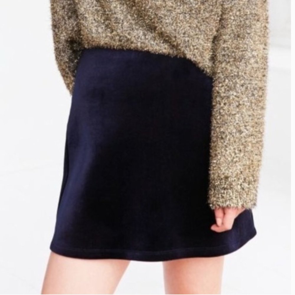 Urban Outfitters Velvet A-line Mini Skirt in Dark Blue size Small